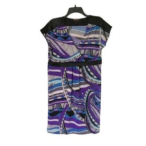 Ash & Sara Surplice Dress Black Purple XL